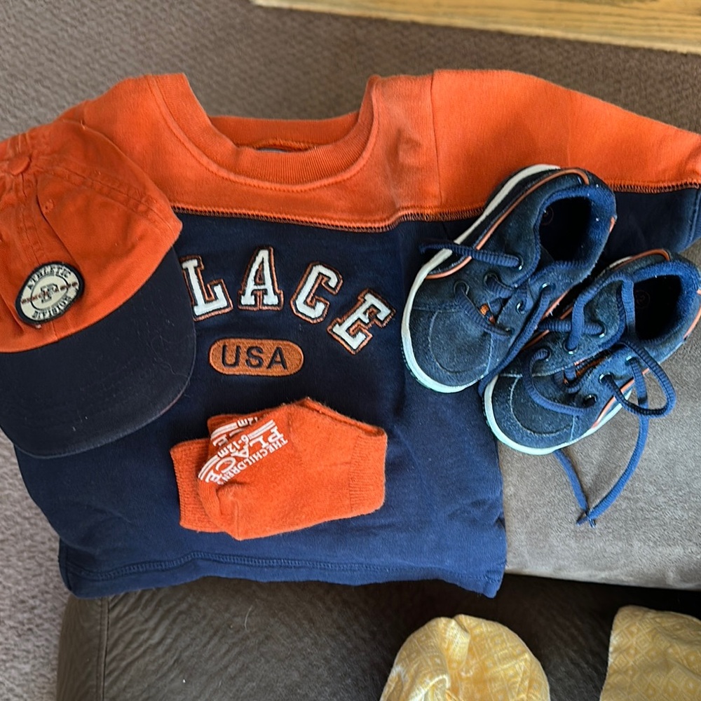 Orange and Navy Baby Outfit with Shoes